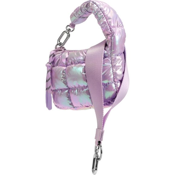 Women's Light Purple Cute Mini Quilted Wristlet Gift Pouch Puffer Evening Bag - Picture 2 of 6
